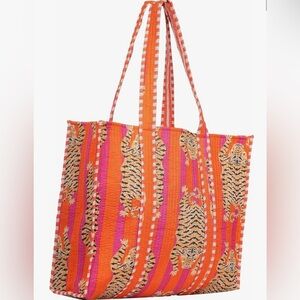 Vibrant Orange & Pink Tiger Stripe Tote Bag